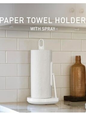 Simplehuman White Countertop Paper Towel Stand With Spray